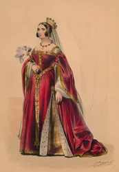 Host v kostýmu pro královnu Viktorii Bal Costumé, 12. května 1842, 1843.