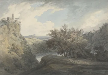 Jezero Nemi, c.1783-85 (grafit a akvarel na tkaném papíře)