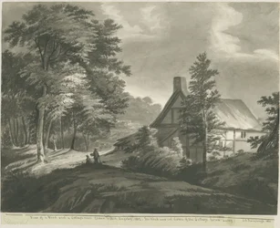 Rugeley - Chata u Etchinghill: tmavá sépiová kresba, 1835