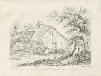 Rugeley - Chata poblíž Old Cannock Wood Forges: kresba perem a tuší