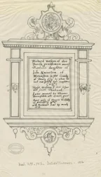 Rugeley Church (starý) - Památník Richarda Westona: obkreslování perem a inkoustem