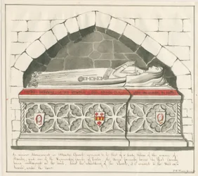 Uttoxeter Church – Hrobka Lady Abbess z Kynnersley Family: perokresba, nd [polovina 19. století]