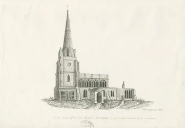 Uttoxeter Church [Starý]: kresba perem a tuší, 1836