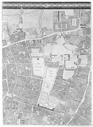 Mapa Moorfields a Hoxtonu, Londýn, 1746