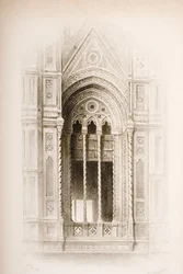 Kružby z Giottovy zvonice ve Florencii, z knihy „Sedm lamp architektury“ od Johna Ruskina, rytina Jamese Charlese Armytage (asi 1820-97), vydáno 1894