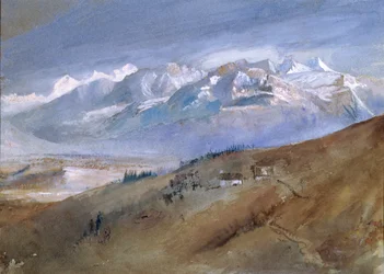 Pohled z mého okna na Mornex, kde jsem zůstal rok, 1862 (wc na papíře)