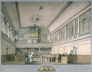Kaple nemocnice Foundling Hospital při pohledu na západ, 1773