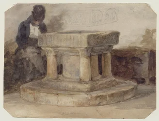 Font of New Shoreham Church, West Sussex, s umělcem Williamem Scottem z Brightonu?
