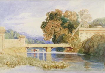 Chateau Navarre, poblíž Evreux, Normandie (akvarel přes grafit na papíře)