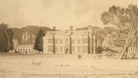 Felbrigg Hall, Norfolk, 1818 (tužka a šedá barva na papíře)