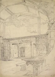 Interiér Velké síně, Little Moreton Hall, Cheshire