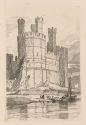 Book of Studies: Plate 28, Caernarvon Castle, N. Wales, 1838