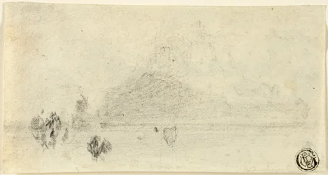 Náčrt Mont Saint Michel (recto); Budovy u vody (verze)