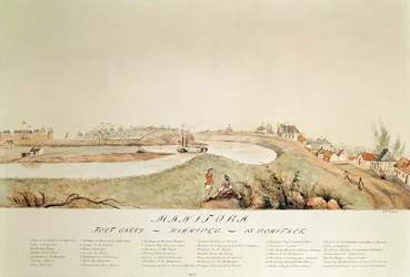 Manitoba, ukazující obchodní stanici Hudson Bay Company, 1871