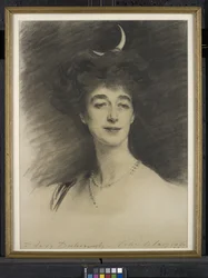 Ethel Anne Priscilla, manželka Williama Henryho, 1. barona Desborough, 1909 (uhl na papíře)