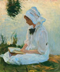 Dívka čtoucí u potoka, kolem roku 1888