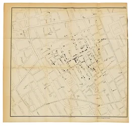 Mapa z „O způsobu komunikace cholery“, 1855