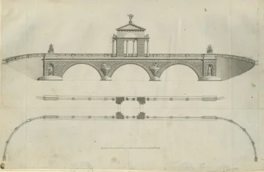 Chillington Park - Proposed Bridge: sépiová kresba, nd [1789] (tisk)