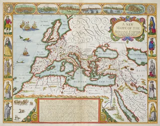 Nová mapa Římské říše, z „Přehledu nejslavnějších částí světa“, vydali Bassett a Chiswell, 1676