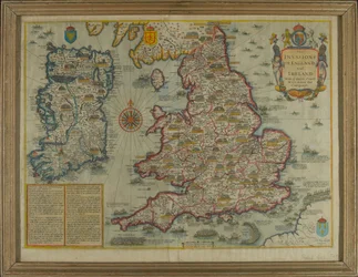 Mapa znázorňující invaze do Anglie a Irska se všemi jejich občanskými válkami od dobytí, kolem roku 1627