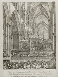 koncert k 25. výročí úmrtí George Fredericka Händela (1685-1759) - Pohled do galerie připravený k přijetí Jejich Veličenstva královské rodiny