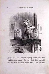 Alenka v zrcadlovém pokoji, ilustrace z knihy „Za zrcadlem“ od Lewise Carrolla (1833-98)