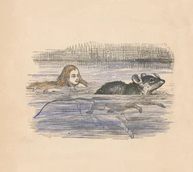 Alice plavající s myší v bazénu, 1889