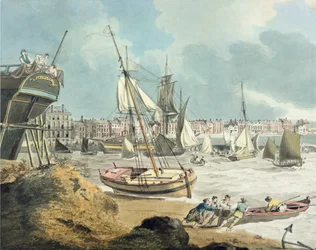 Harbour at Weymouth, Dorset, 1805 (pero, inkoust a akvarel na papíře)
