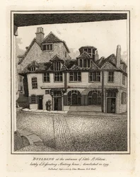 Budova u vchodu do Little St Helen’s, v poslední době Dům nesouhlasných setkání, zbořený v roce 1799