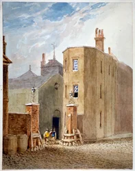 Vchod do Thraleho pivovaru, pozdějšího pivovaru Berkeley Perkins, Southwark, Londýn, c1820