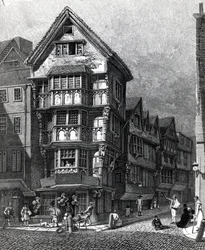 Domy v poslední době stojící na západním rohu Chancery Lane, Fleet Street, vydané v roce 1812