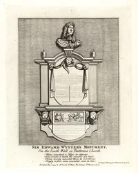 Památník sira Edwarda Wyntera, zemřel v roce 1685, na jižní stěně kostela St Mary