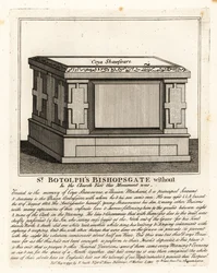 Hrob ve stylu muslimského oltáře Coya Shawsware nebo Khwaja Shahsuwar (1582-1626), obchodník a sekretář Nogdiho prosí perského velvyslance, dříve v St Botolphs, Bishopsgate