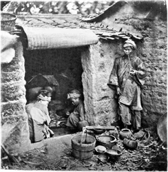 Čína, jednoduchá rodina, kolem roku 1870 (foto)