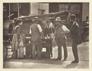 Prodejce lasturových ryb, 1881.