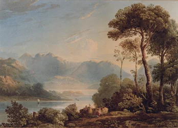 Pohled z Grange Bridge, Borrowdale (wc na papíře)