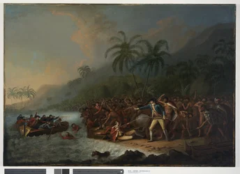 Smrt Cooka, ca. 1781, 83?, John Webber, kolem 1781-83 (olejomalba na plátně)