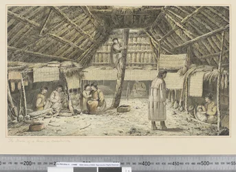 F.34 The Inside of a House in Oonalashka, c.1773-84 (akvarel)