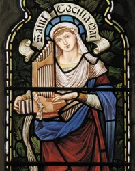 St Cecilia, Lady Chapel Window, cca 1885 (vitráže)