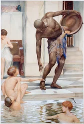 The Bathers, Boys Teasing a Slave (bodycolor, tužka a akvarel na papíře)