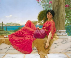 Opřený o sloup, John William Godward
