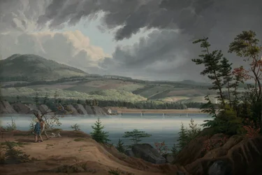 Pohled na Cohoes, ca. 1820.