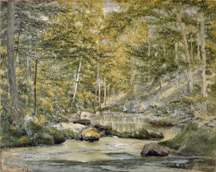 Woodland Pool with Men Fishing, 1870 (wc na papíře)