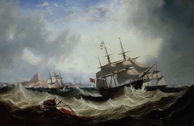 Loď z Gibraltaru v rozbouřeném moři