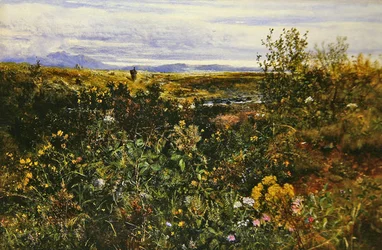 Rozsáhlá krajina s divokými květinami, cca 1855-1860 (olej na palubě)