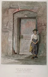 Dveře starého sídla v Gravel Lane, City of London, 1851
