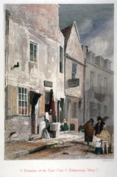 Pohled na zbytky východní brány opatství St Saviour, Bermondsey, Londýn, 1851