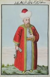 Amurath (Murad) II. (1404–1451), sultán v letech 1421–1451, z „Série portrétů tureckých císařů“