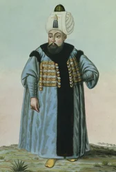 Selim II. (1524–1574), přezdívaný „Sari“, Blonďák nebo Opilec, sultán v letech 1566–1574, z „Série portrétů tureckých císařů“