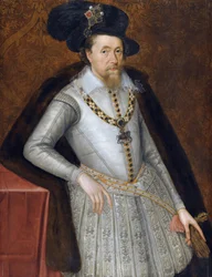 Jacques VI et Ier - Jacques Stuart - Portrét anglického krále Jakuba I. (1566-1625) par John De Critz (Decritz), starší (1551/2-1642), počátek 17. stol. - Olej na dřevě